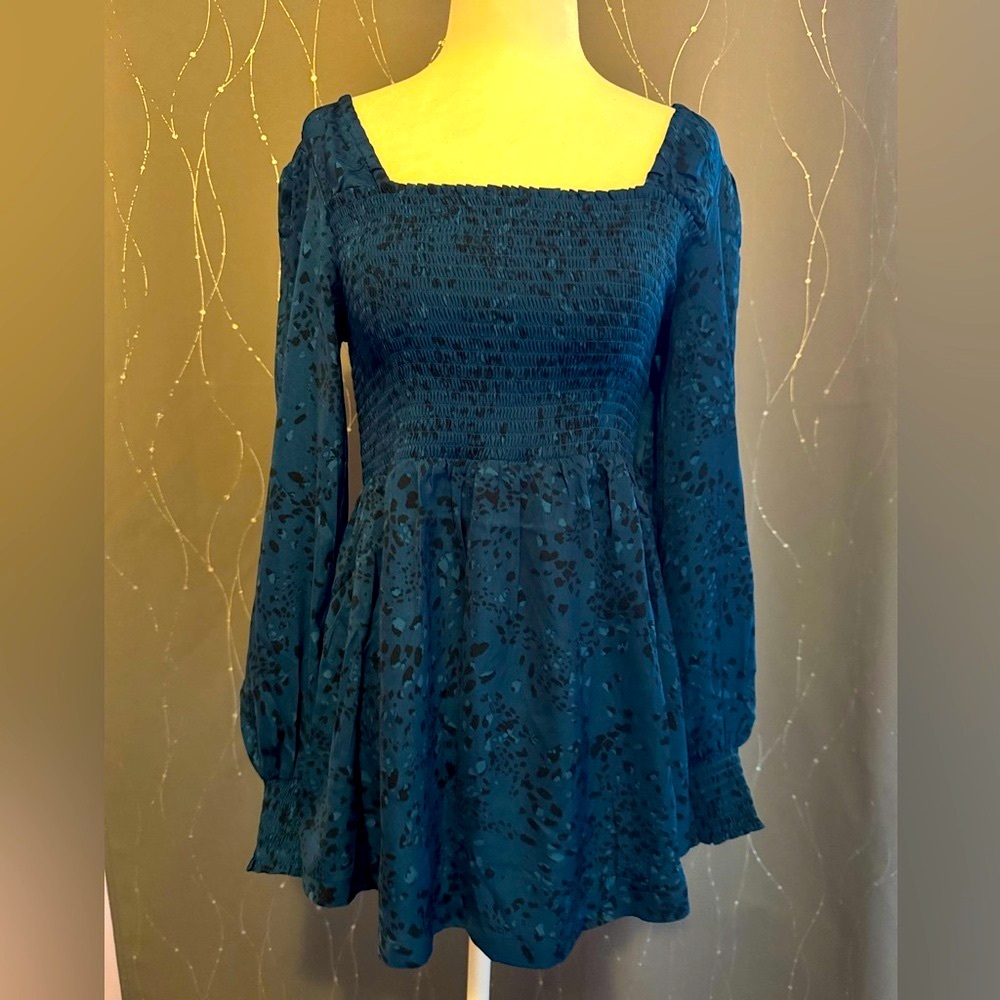 Ingrid & Isabel Teal Long Sleeve Smocked Maternity Top Long Sleeve